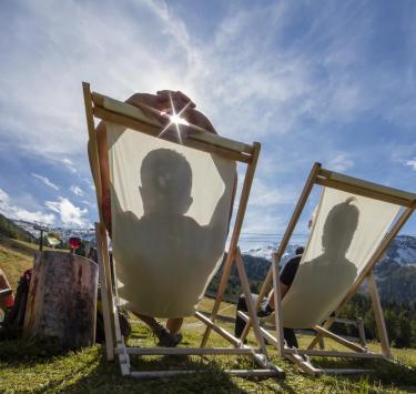 Sun-loungers at the Tarscheralm mountain pasture